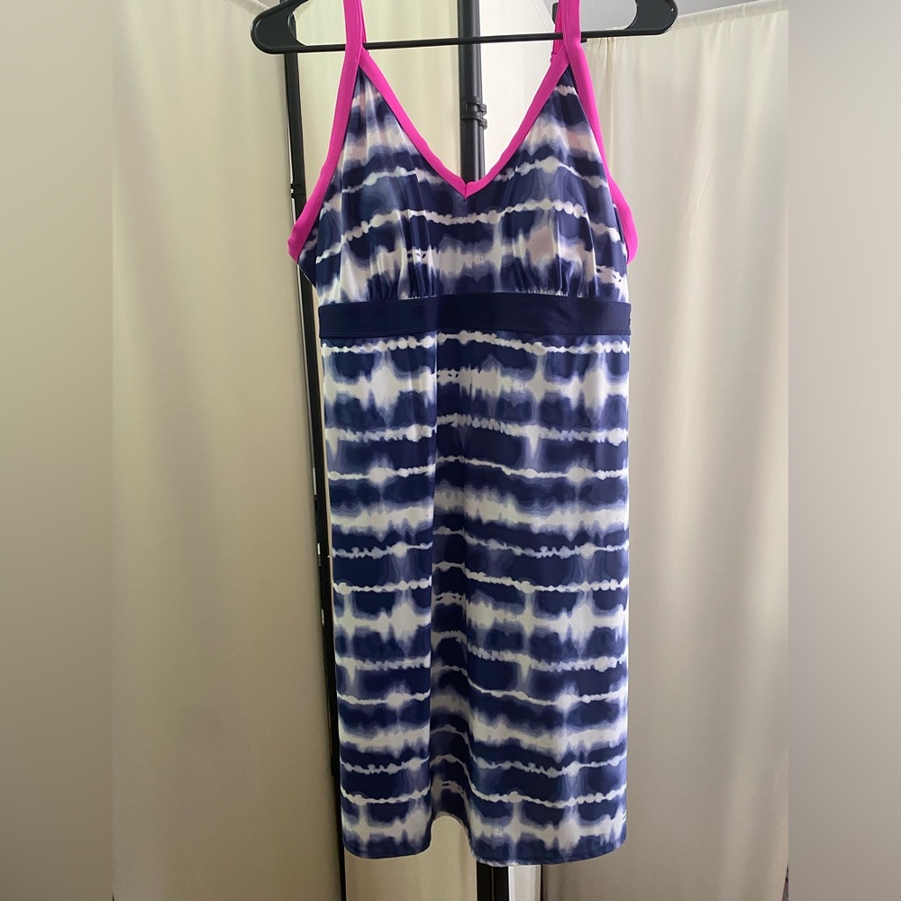 ZeroXposur navy blue tie-dye sundress with pink trim